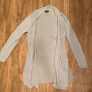 eileen fisher Medium Gray Long Line Open Cardigan Ribbed 75% Tencel Sweater